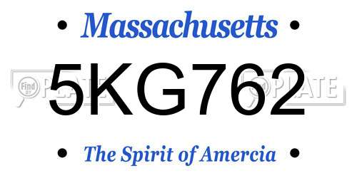 5KG762 Massachusetts License Plate