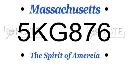 5KG876 Massachusetts License Plate