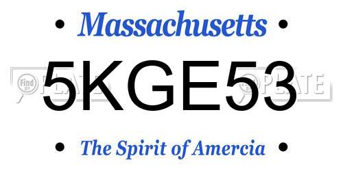 5KGE53 Massachusetts License Plate