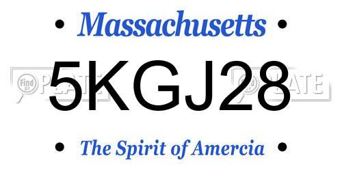 5KGJ28 Massachusetts License Plate