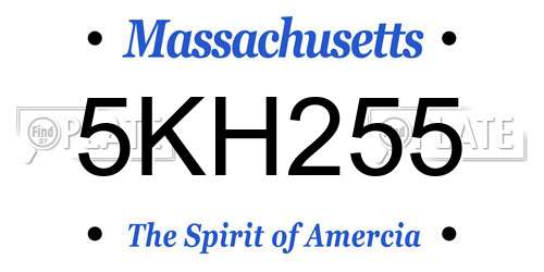 5KH255 Massachusetts License Plate