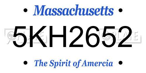5KH2652 Massachusetts License Plate