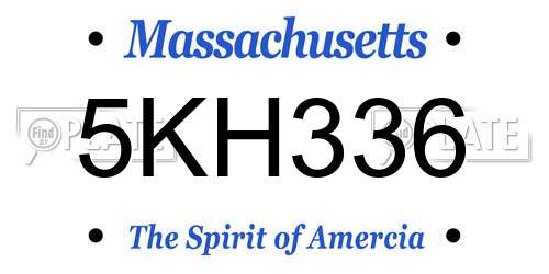 5KH336 Massachusetts License Plate