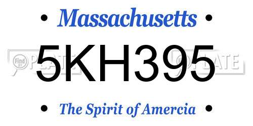 5KH395 Massachusetts License Plate