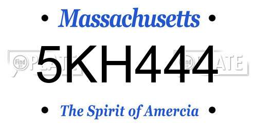 5KH444 Massachusetts License Plate