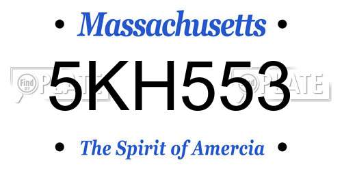 5KH553 Massachusetts License Plate