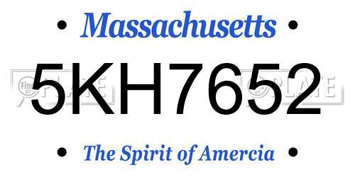 5KH7652 Massachusetts License Plate