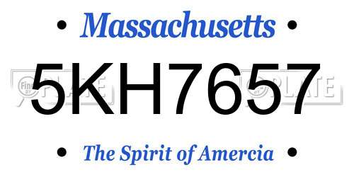 5KH7657 Massachusetts License Plate
