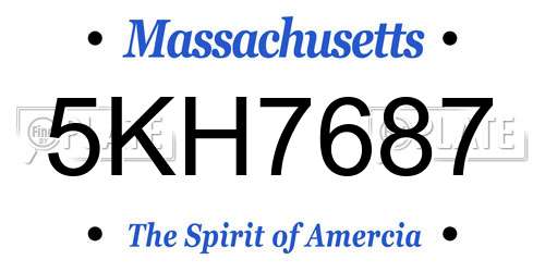 5KH7687 Massachusetts License Plate