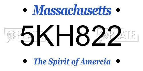 5KH822 Massachusetts License Plate