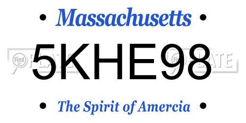 5KHE98 Massachusetts License Plate