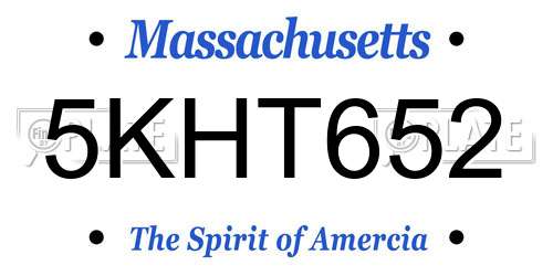 5KHT652 Massachusetts License Plate