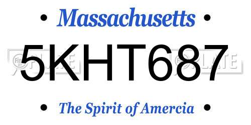 5KHT687 Massachusetts License Plate