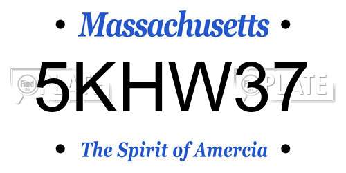 5KHW37 Massachusetts License Plate