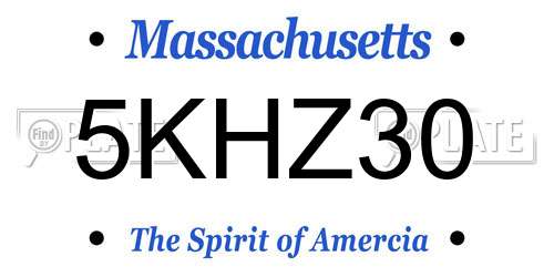 5KHZ30 Massachusetts License Plate
