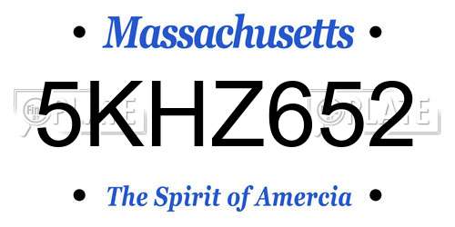 5KHZ652 Massachusetts License Plate