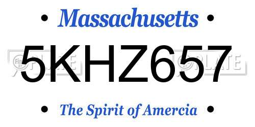 5KHZ657 Massachusetts License Plate