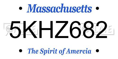 5KHZ682 Massachusetts License Plate