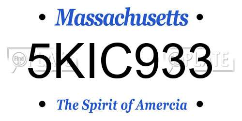 5KIC933 Massachusetts License Plate