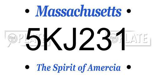 5KJ231 Massachusetts License Plate