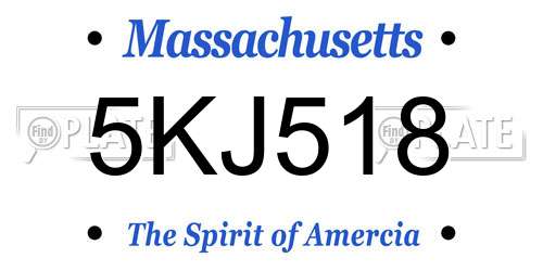 5KJ518 Massachusetts License Plate