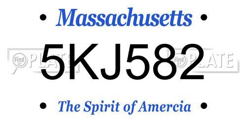 5KJ582 Massachusetts License Plate