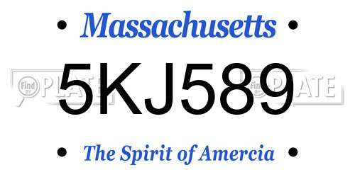 5KJ589 Massachusetts License Plate