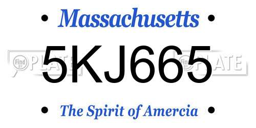 5KJ665 Massachusetts License Plate