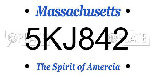 5KJ842 Massachusetts License Plate