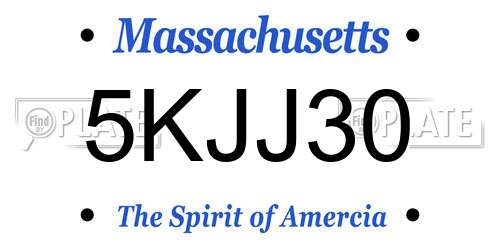 5KJJ30 Massachusetts License Plate
