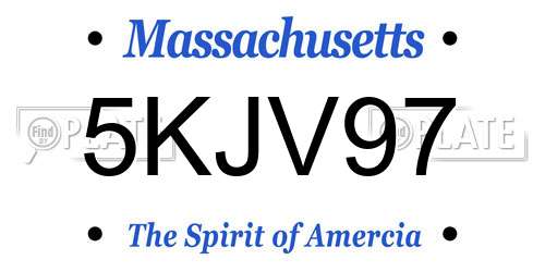 5KJV97 Massachusetts License Plate