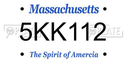 5KK112 Massachusetts License Plate
