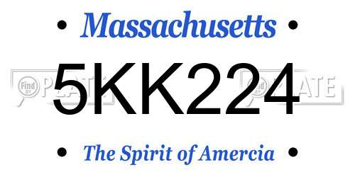 5KK224 Massachusetts License Plate