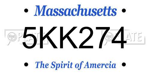 5KK274 Massachusetts License Plate