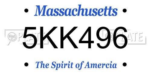 5KK496 Massachusetts License Plate