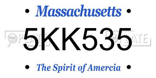 5KK535 Massachusetts License Plate