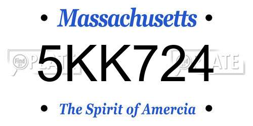 5KK724 Massachusetts License Plate
