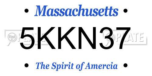 5KKN37 Massachusetts License Plate