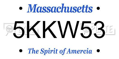 5KKW53 Massachusetts License Plate