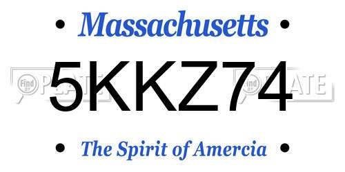 5KKZ74 Massachusetts License Plate