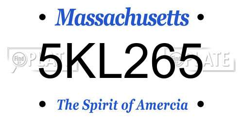 5KL265 Massachusetts License Plate