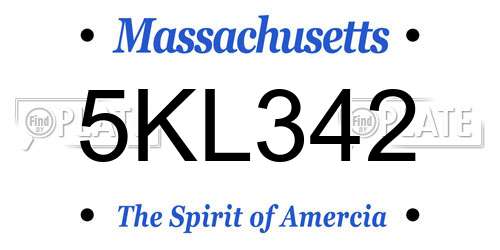 5KL342 Massachusetts License Plate