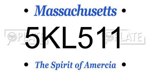 5KL511 Massachusetts License Plate