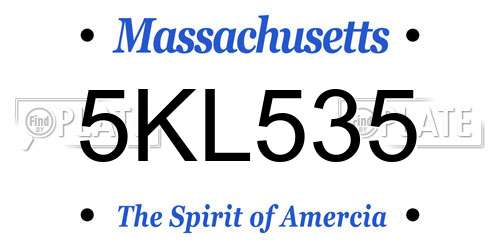 5KL535 Massachusetts License Plate