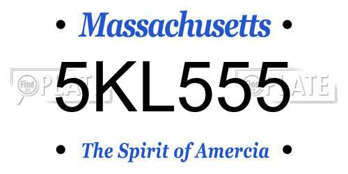 5KL555 Massachusetts License Plate