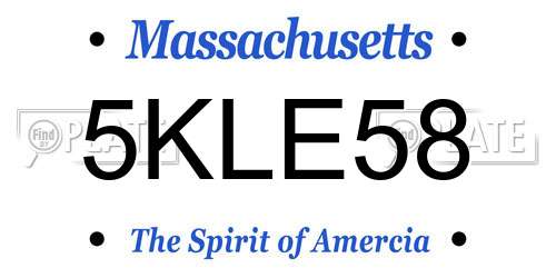5KLE58 Massachusetts License Plate