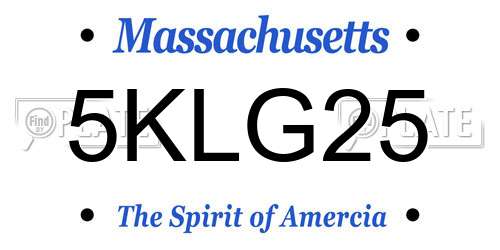 5KLG25 Massachusetts License Plate