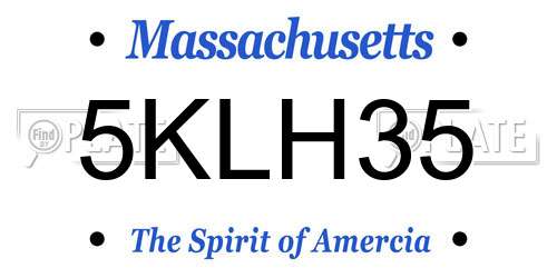 5KLH35 Massachusetts License Plate