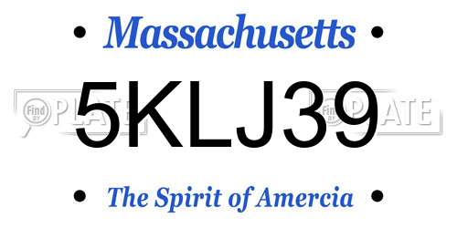 5KLJ39 Massachusetts License Plate