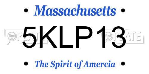 5KLP13 Massachusetts License Plate